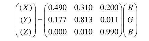 RGB颜色空间转换XYZ颜色空间