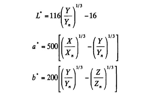 CIE1976Lab颜色空间与XYZ转换关系